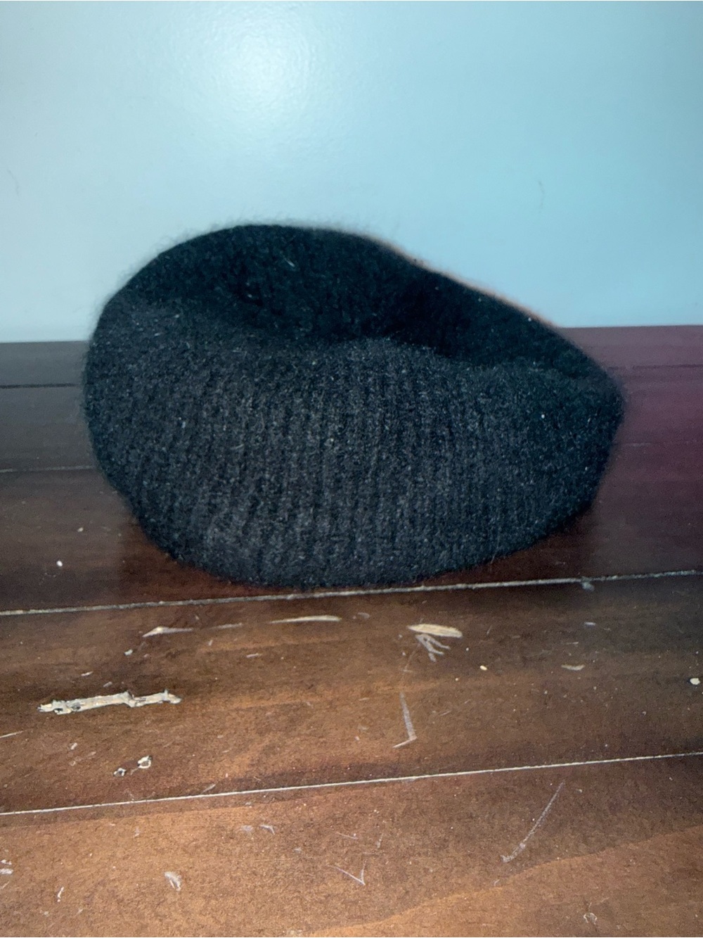 Hansen Black Knit Beret Hat Made in USA One Size